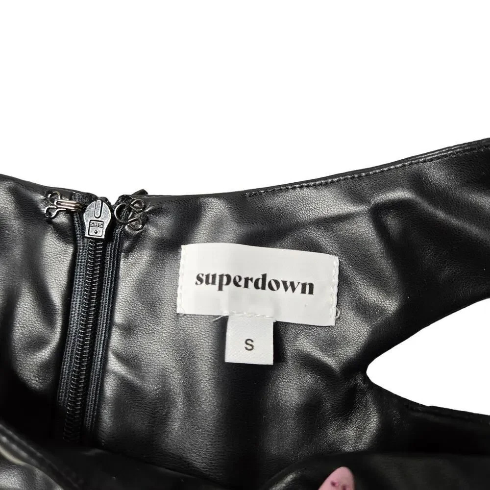 Superdown Black Faux Leather Sia Cutout Pants - Picture 4 of 6